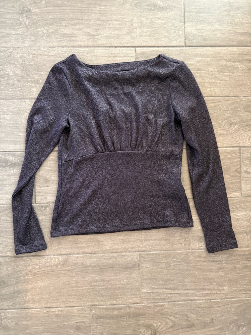 Banana Republic Boatneck Long-Sleeve Top w/ Back Cut Out - Dark Purple, Sparkle